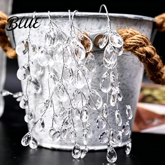 Acrylic Crystal Branches Transparent Faux Branch Christmas Tree Ornament, Bead Drop Stem, Ornaments Clear Beaded Flower Twig Pick for Wedding