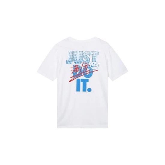 Nike Men's White Casual Letter Print Crew Neck T-Shirt DX0322-100