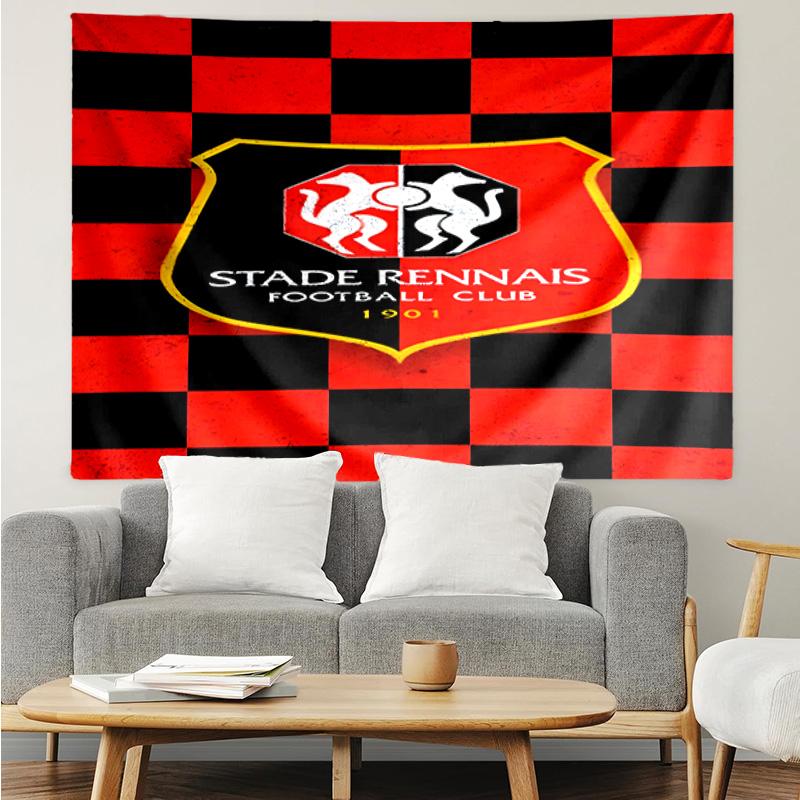 Rennes Football Club Crest Tapestry, Unique Design Tapestry, Suitable for Bedroom,Livingroom, Playroom,Heartwarming Fan Holiday Gifts