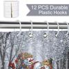 Snowman Shower Curtain Cute Snowman Snowflake Forest Tree Scene Christmas Shower Curtain Bathroom Bathtub Curtain 72X72 Inch