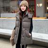 Women's milk silk waist cotton vest hooded windproof sleeveless vest an outer vest