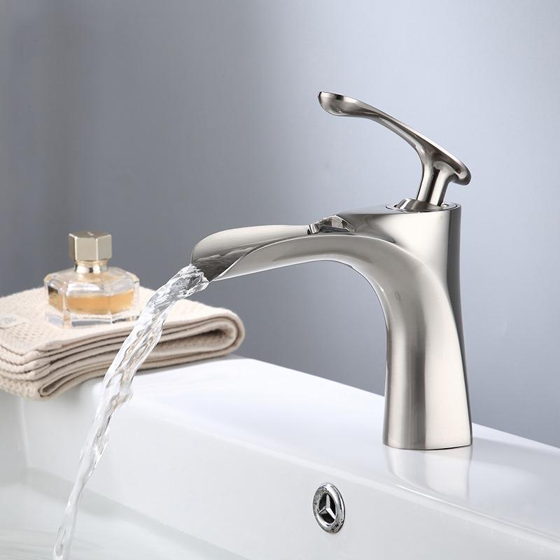 Bathroom Waterfall Basin Sink Faucets Hot Cold Tap Deck Mounted Water Mixer Crane Antique Bronze Chrome White Black Gold