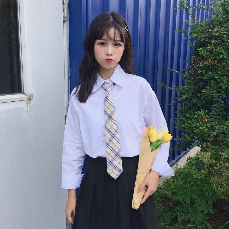 

Оригинальная женская рубашка JK в корейском стиле, свободного кроя, с нишевым воротником и длинными рукавами Small