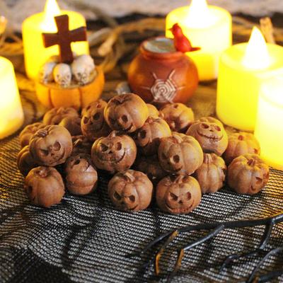 Lot de 20 mini figurines de citrouille d'Halloween, miniatures, visage souriant, statue de citrouille en résine, sculpture de citrouille, décoration de bureau, ornement de festival