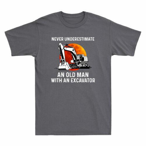 Never Underestimate An Old Man With An Excavator Retro Sunset Men s T-Shirt Tee Unisex T-Shirt M