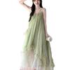 Forest-style Wizard of Oz vacation-style lace patchwork spaghetti strap dress for women, new romantic and unique stunning long dress for women