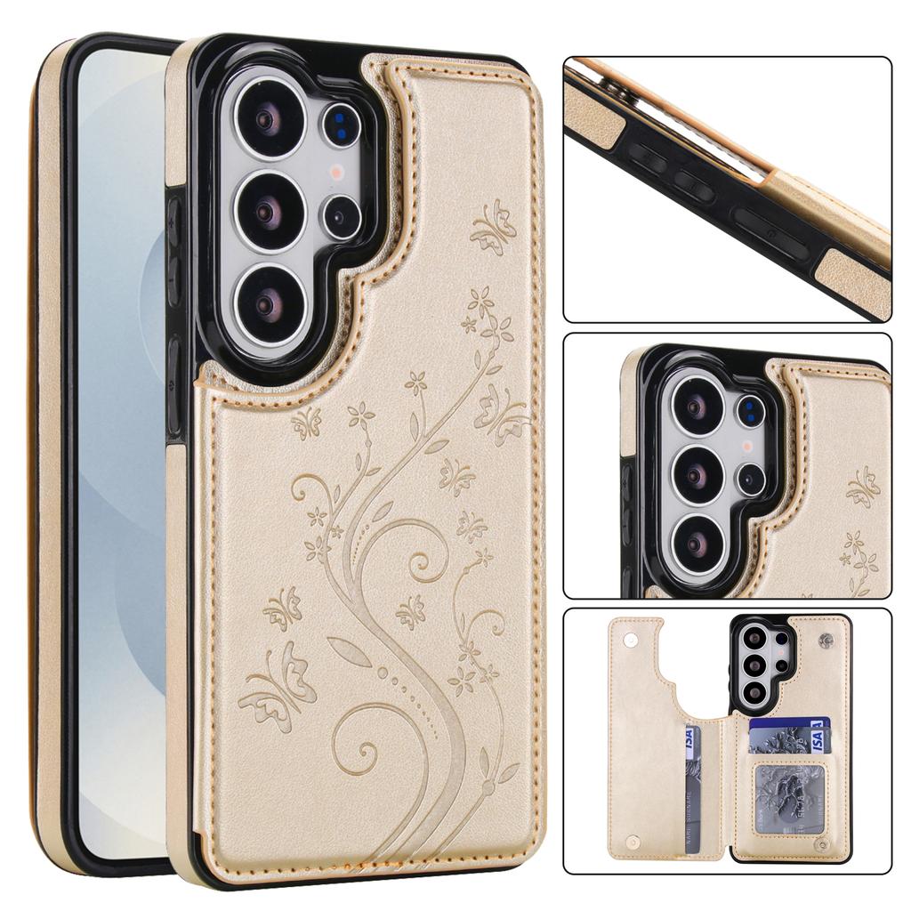 Emboss Flower Luxury Magnetic Cards Solt Wallet Leather Case for Samsung S26 Ultra Edge S25 Plus S24 S23 FE Note 20 Bag Cover