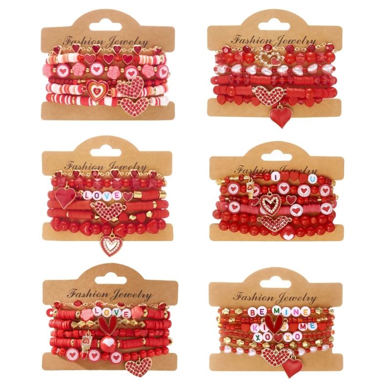 Stylish Valentine's Day Bracelets for Women Heart Charm Stackable Wristchain Trendy Accessory For Her