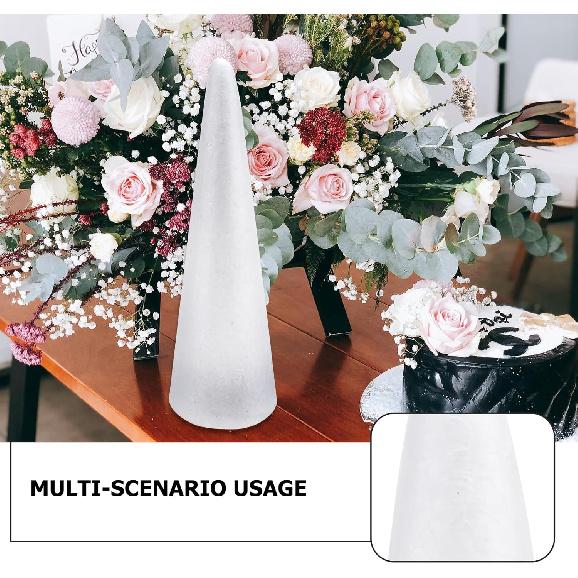 Amosfun Foam Cone Foam Tree Cones Craft Supplies for DIY Christmas Wedding Birthday Home Table Centerpiece Decoration 13.6 Inch