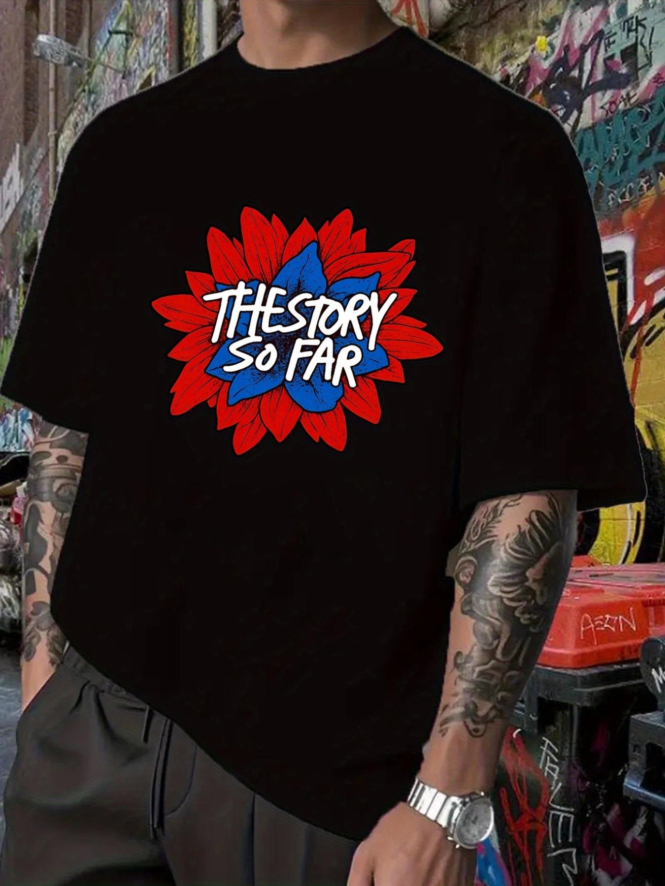 THE STORY SO FAR Graphic T-shirt - Bold Floral print Tee in Black/Red/Blue S