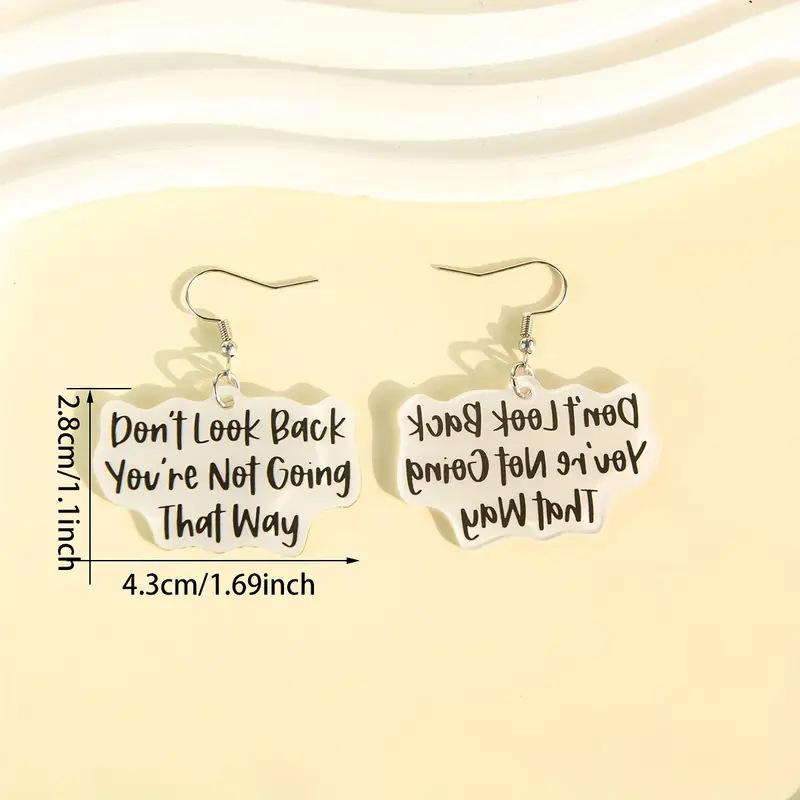 Cross-border hot-selling English alphabet earrings flat acrylic  Don t look back, you won t go that way  earrings