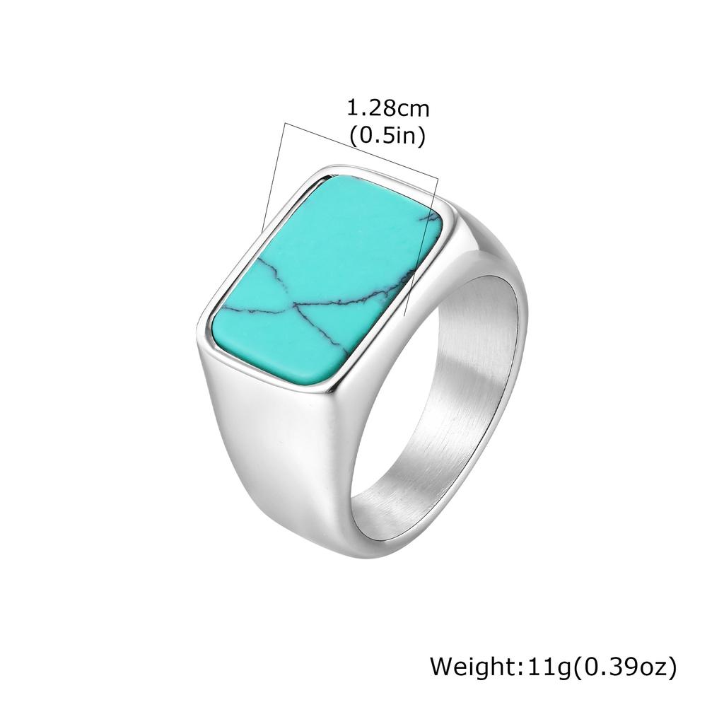Herren Edelstahl Quadratischer Stein Ring, Minimalistischer Wasserdichter Stempelring Fingerringe, Punk Schmuck Geschenk