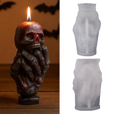 Moule à Bougie Silicone Crâne 3D Halloween Crâne Rose Moule de Coulée de Bougie Halloween Moule de Coulée de Bougie Silicone Aromathérapie