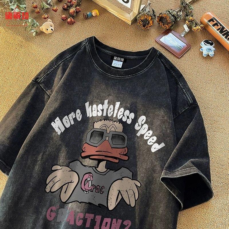 

Women s Retro Distressed Hip Hop Heavyweight Cotton Short Sleeve Top XXL