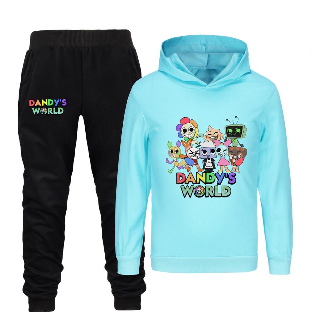 5407 Multi-color Kids Boys Girls Dandy World Printed Hoodies Trousers Clothes Set