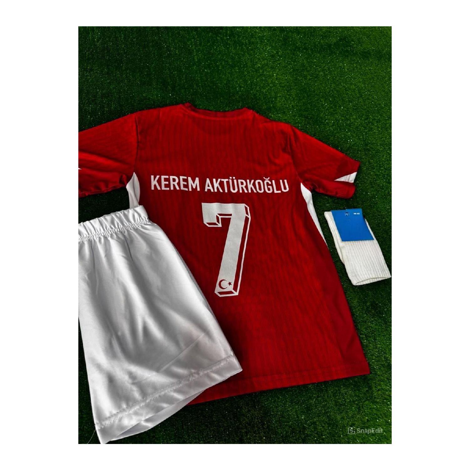 

Trkiye National Team Euro 2024 Kerem Aktrkolu Red Kids Jersey 3-4 Yaş чистый