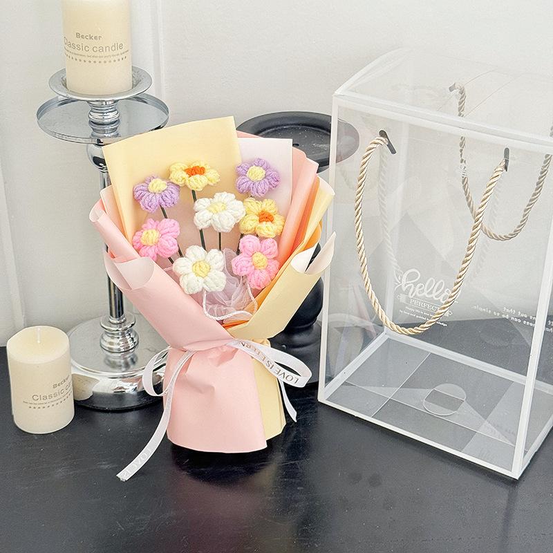 Crochet Flower Bouquet Graduation Bouquet Gifts Handmade Woven Bouquet Birthday Teacher's Day Gift Wedding Guest Gifts