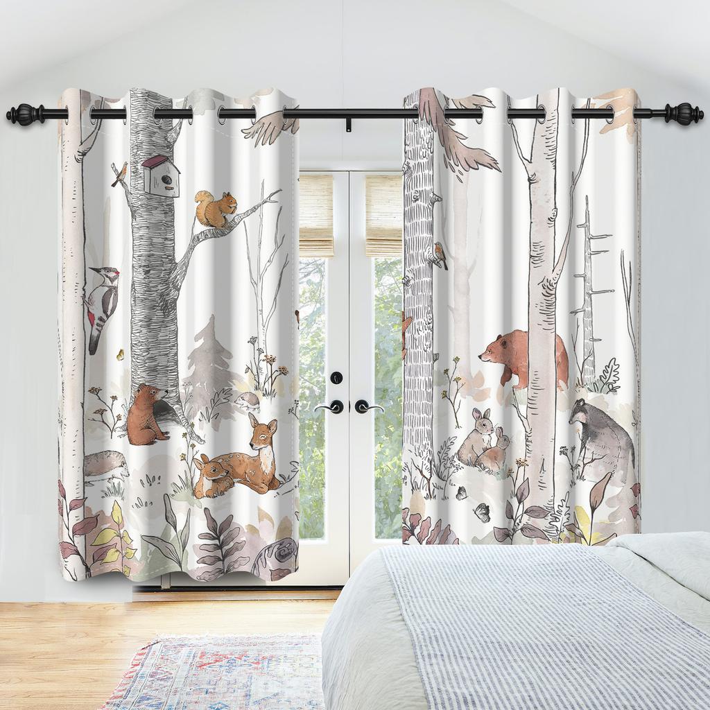 Watercolor Dinosaur Pattern Curtains Cute Animal Printed Curtains For Kids Bedroom Fun Decor Top Grommet Blackout Window Drapes