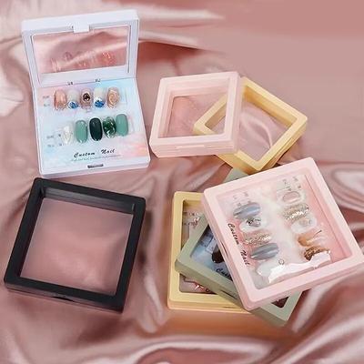 Press On Nails Container, Nail Art Decoration Jewelry Storage Box 9*9cm, Dustproof Display Case
