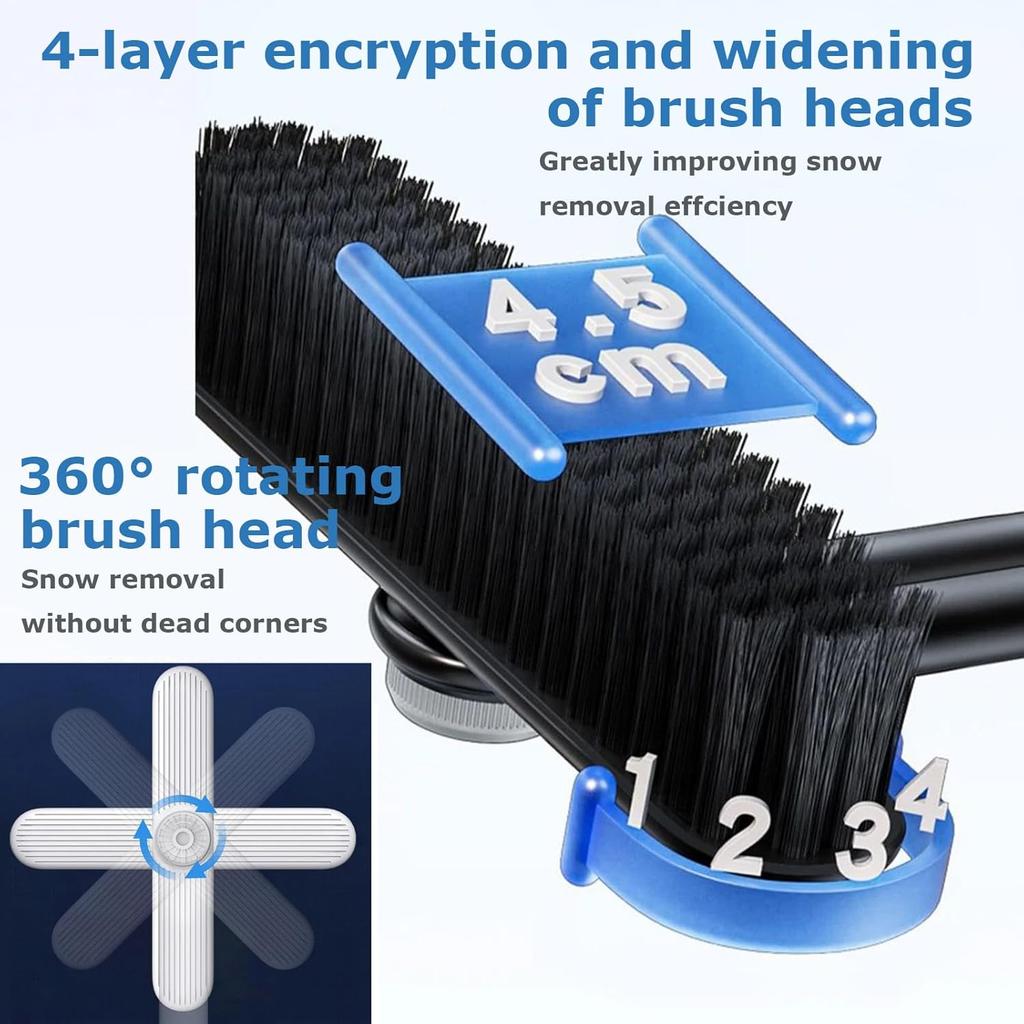 3 In 1 Snow Brush and Ice Scraper for Car Windshield Extendable Snow Removal 360° Pivoting Vehicle Winter Shovel Brush Snow Scraper with Long Handle