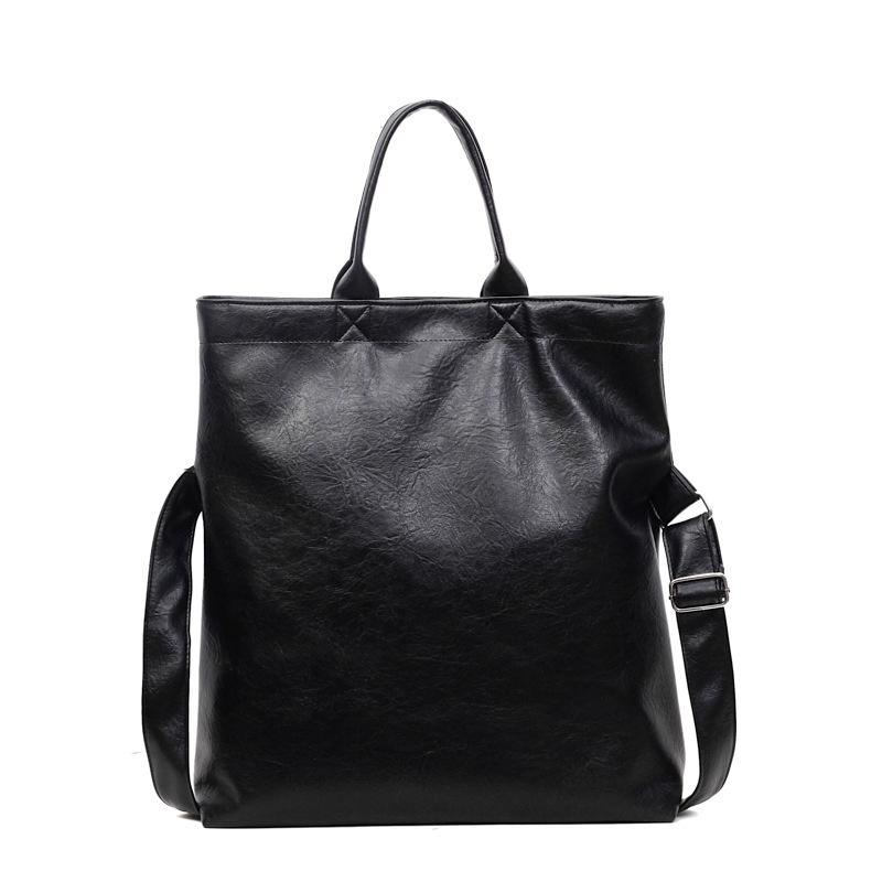 

Осенне-зимняя ретро текстурированная сумка большой вместимости женская новая модная дорожная сумка-тоут текстурированная однотонная сумка на плечо чёрный