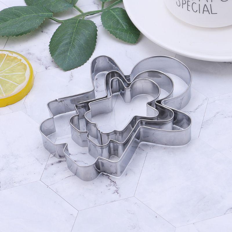 3pcs Gingerbread Man Boy Girl Fondant Pastry Baking Biscuit Cookie Cutter Set Stainless Steel CDN