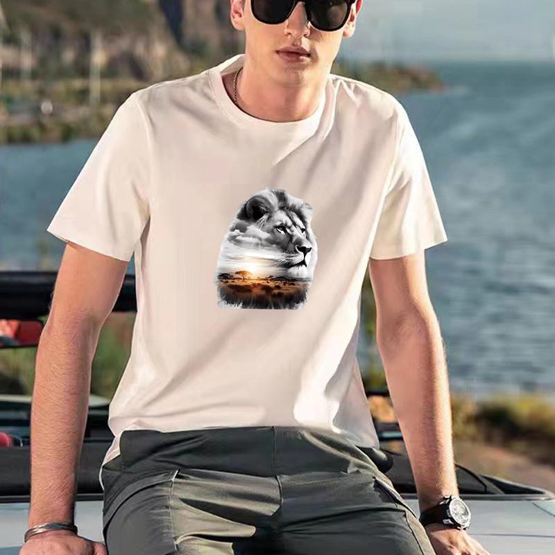 Big Animal Background Heat Transfer Stickers Tiger Lion Elephant Clothes Sticker Heat Press Appliqued T-Shirt Diy Transfer Paper
