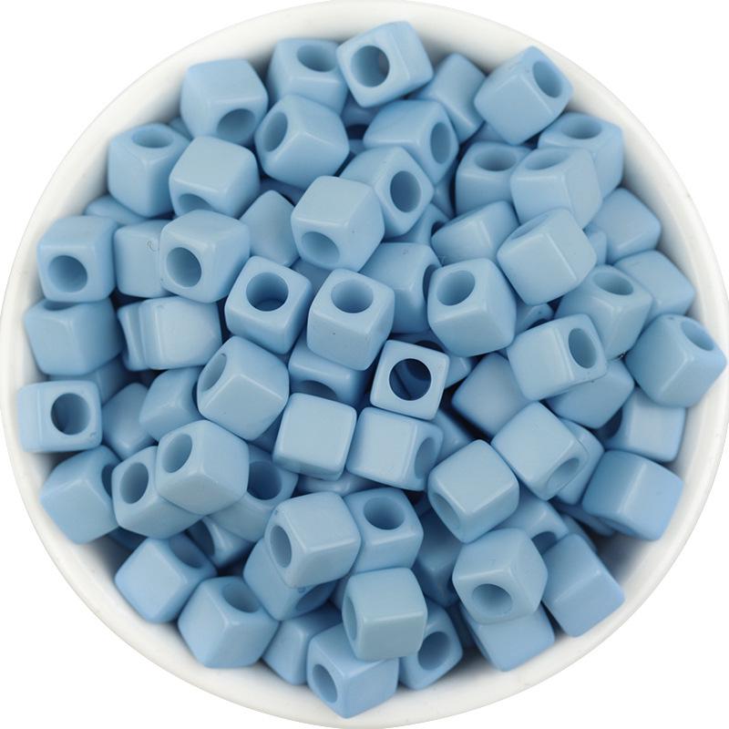 100-Pack Acrylic Square Beads: Solid Color, Large Hole for DIY Colorful Beading Projects