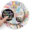 50 Mental Health Doodle Stickers - Inspirational English Slogans for Personalizing Laptops, Phones, and Cases