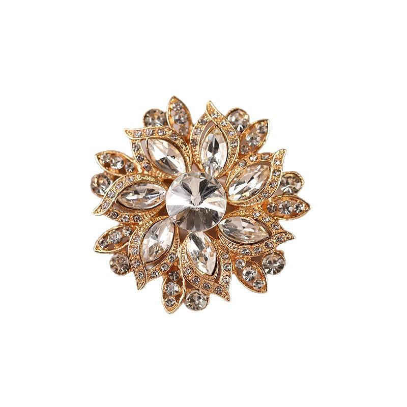 Flower Alloy Brooch with A Sense of High-end, Light Luxury, Rhinestone and High-end Brooch for Women