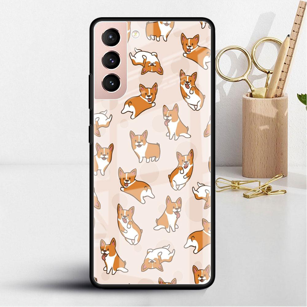Glass Case For Samsung Galaxy S22 S20 FE S21 Plus Phone Cover S10 5G S9 Note 20 Ultra 10 Lite Shell Cute Dogs Cat Animal