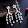 Popular Full Diamond Inlaid Zircon Long Tassel Water Drop Earrings Wedding Jewelry Earrings Earrings