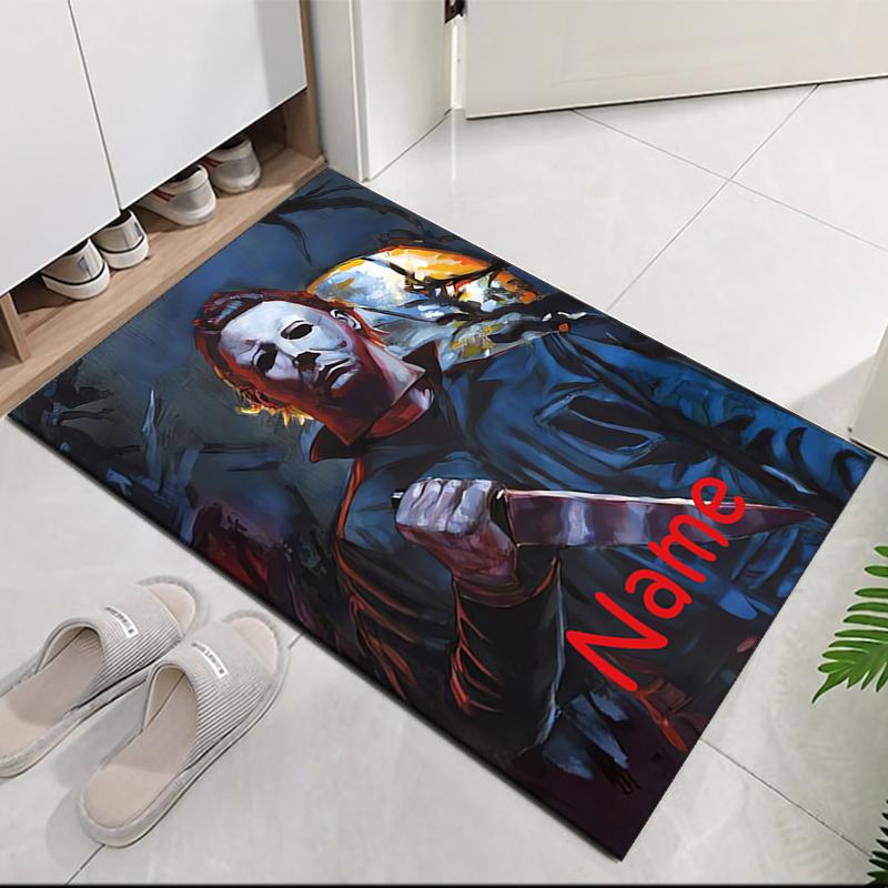 Benutzerdefinierter Name Halloween Horror Bedruckter Teppich, für Bürostuhl Wohnzimmer Schlafzimmer Küchenraum Dekor Geschenke.