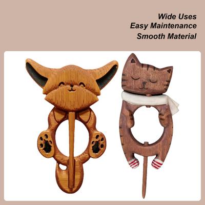 Broche Pin de Gato de Madeira Retro Fofo Decorativo Clipe de Lapela Forma de Animal Broches de Madeira Vintage para Mulheres Para Meninas Encontro Reunião