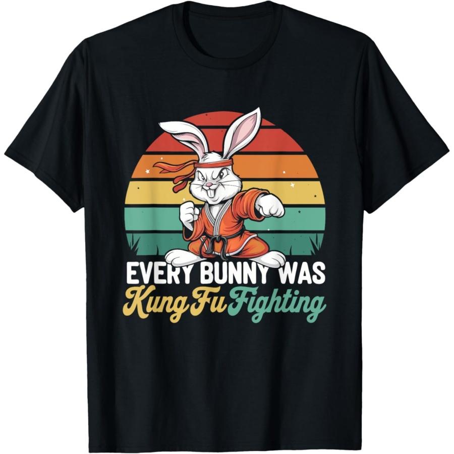 DAQIFCBO Every Bunny was Kung Fu Fighting - Funny Rabbit T-Shirt S
