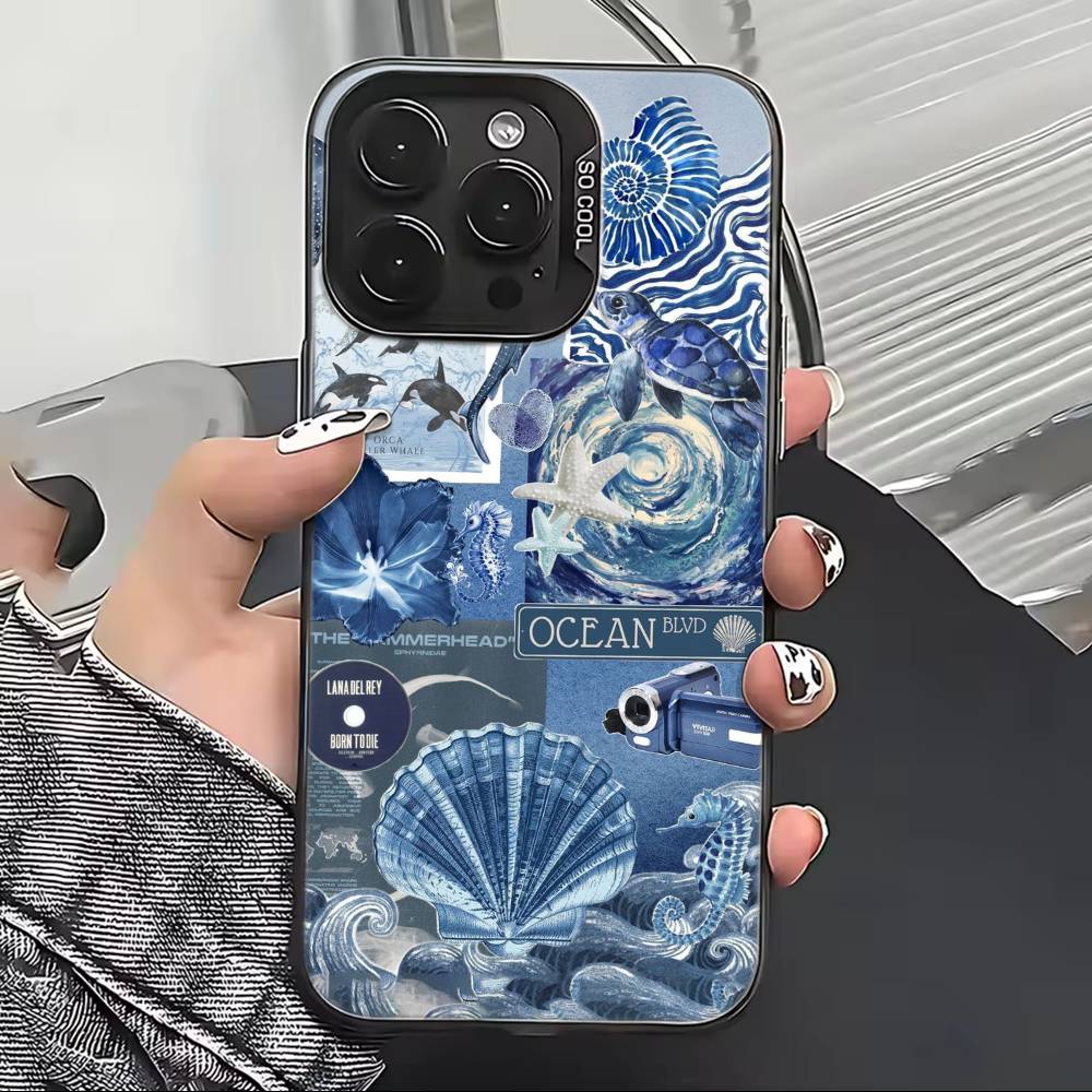 

C-Cool Blue O-Ocean Retro Phone Case For iPhone 17,16,15,14,13,12,11 Plus,Pro Max,XS,Colorful Silver Phone case Funda Cover iPhone14ProMax