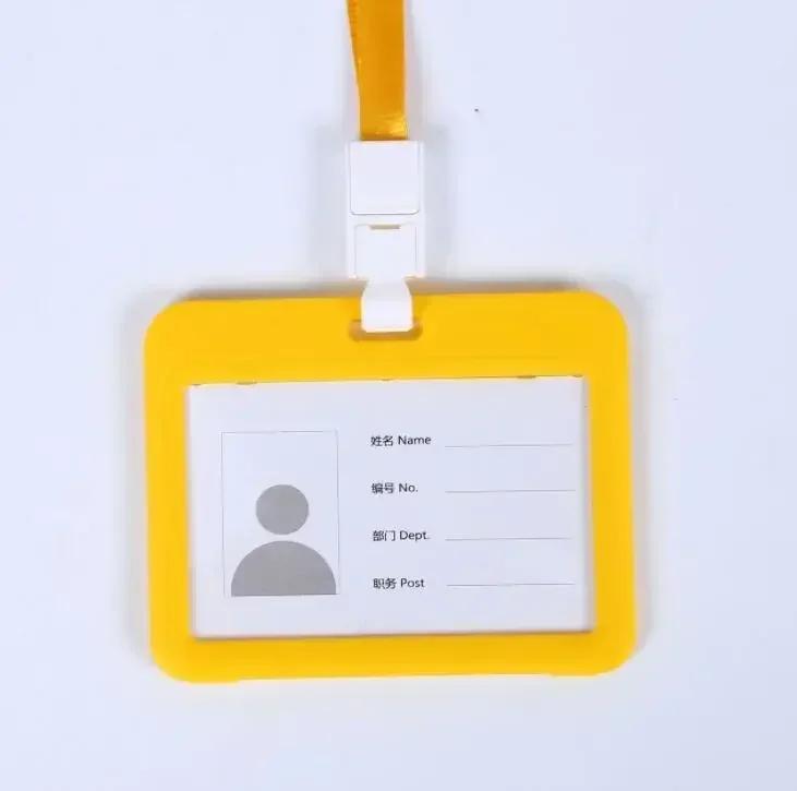 Colorful Waterproof Card Holder Employee ID Case with Lanyard Double Side Simple Bus Case Badge Holder Credit Card Sleeve Purse