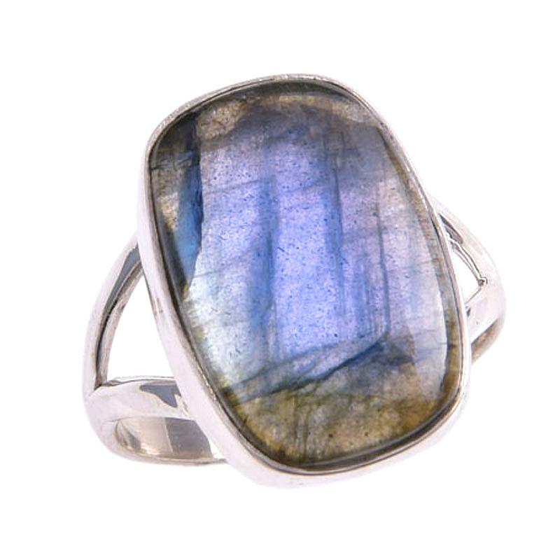 Natural Labradorite Gemstone 925 Solid Sterling Silver Jewelry Ring Size 7 Q9h58