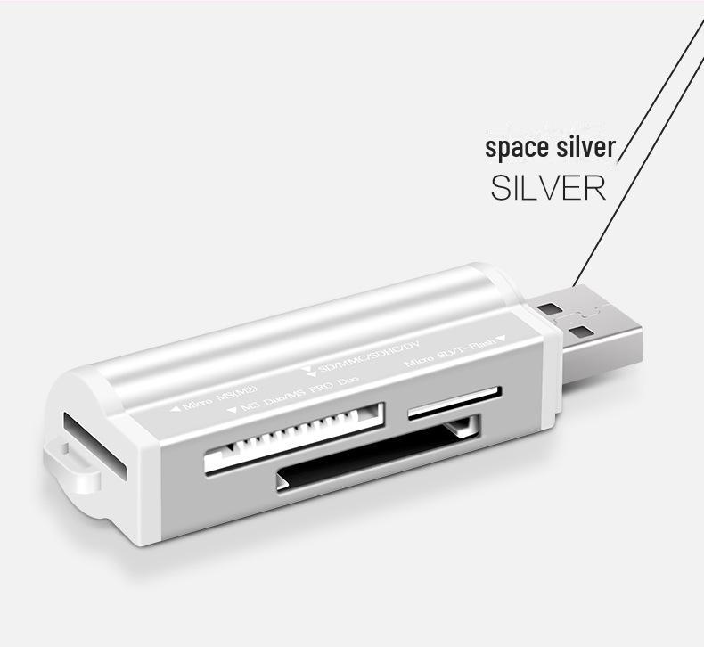 4-in-1 Multi-Functional USB 2.0 Mini Aluminum Card Reader for TF/SD Cards