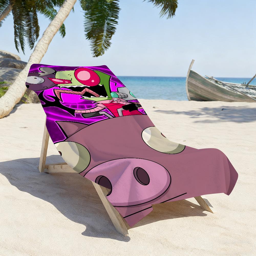 Cartoon I-Invader Zim Funny Towel Quick Dry Soft Yoga Swimming Fitness Mountain Climbing Large Beach Towels