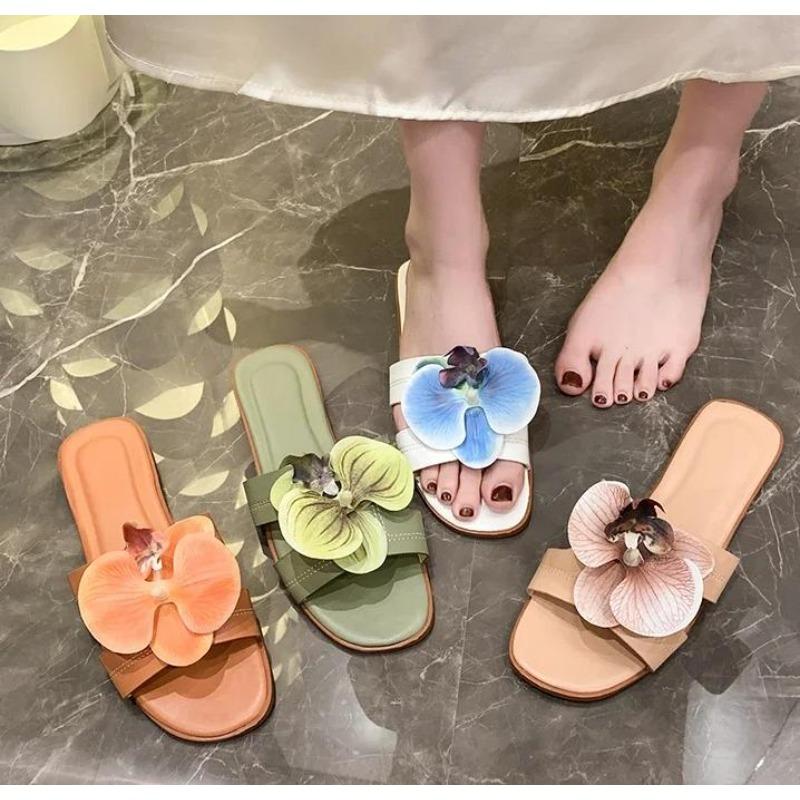 Summer New Women's Flats Slippers Flower Women's Sandals Bathroom Slippers Banquet Party Women's Shoes Slides