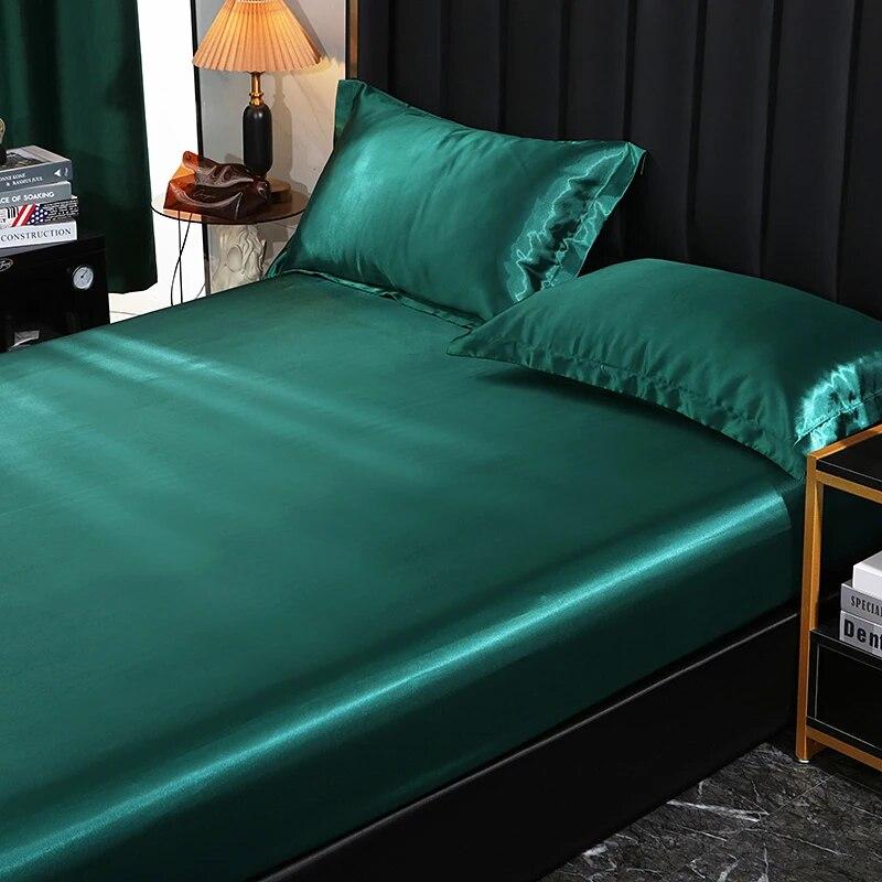 Cearșaf de pat din mătase de dud cearșaf de pat super moale și mătăsos pentru pat dublu queen-size, cuverturi de pat de culoare solidă, fără față de pernă