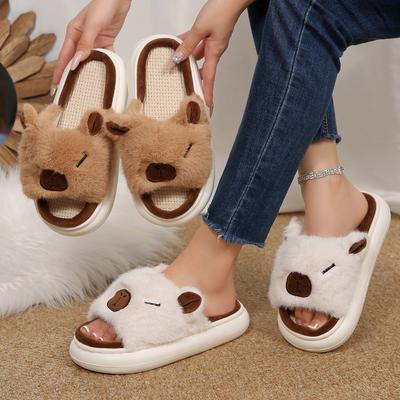 Fashion Women Home Slippers Cute Comfortable Anti Slip Lightweight Platform Shoes Women Summer Fashionable Linen Slippers Slides Women