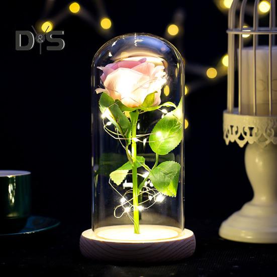 Artificial Rose Flowers Eternal Rose with LED Light Realistic Looking Battery Powered Simulation Rose Flower Holiday Gifts