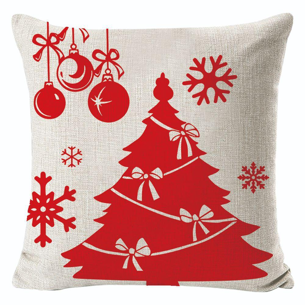 New Christmas Linen Pillow Cover Simple Sofa Pillow Home Printed Cushion Cover