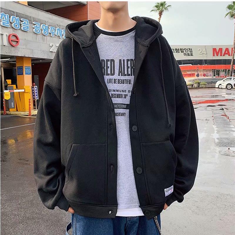 Men's Casual Hooded Cardigan: Autumn/Winter Hong Kong Style College Sports Jacket