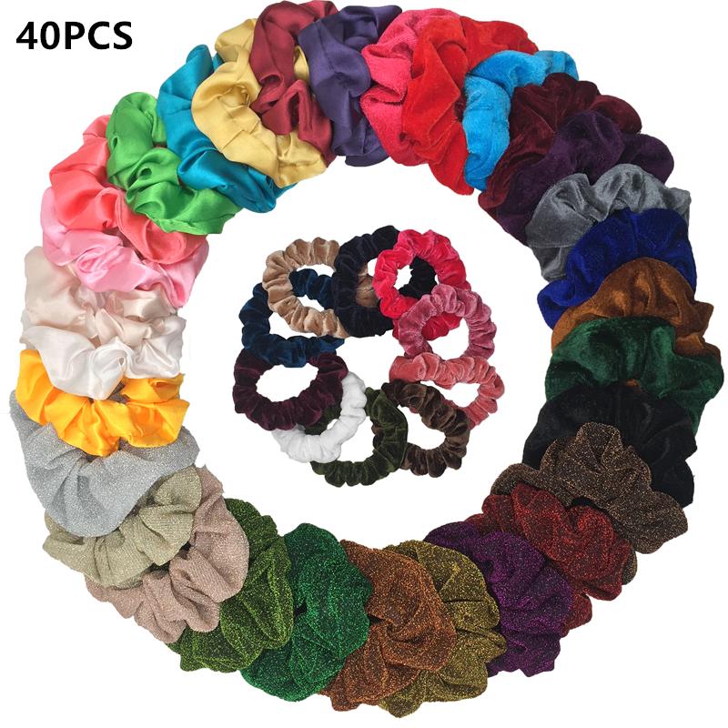 50/40/30 Stück/10 Stück Haargummis für Frauen Mädchen Plüsch Elastisches Band Gummiband Weihnachten Weihnachtsmann Accessoires Flauschiger Kunstpelz Satin