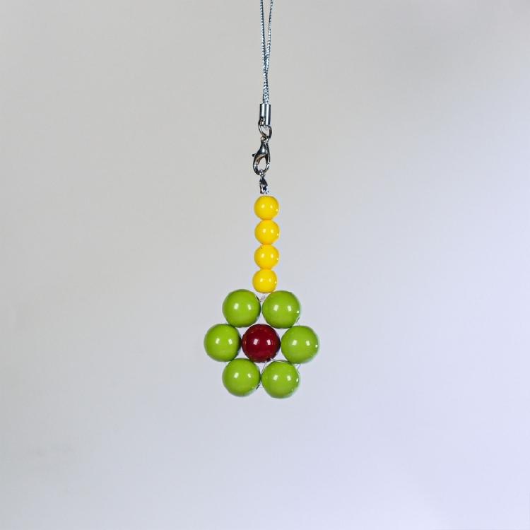 Colorful Bead Flower Pendant Phone Charm Hangings Rope Sweet Phone Chain Strap Bag Decoration Lanyard Keychain Accessory