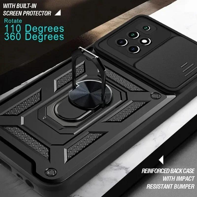 Slide Camera Lens Protector Case For Xiaomi Redmi Note 12 11S 12S 11 10 9 Pro Max 10C A1 A2 A1 Plus Shockproof Armor Ring Cover