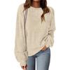 Women's Fashion Round Neck Pullover Sweater Casual Versatile Solid Color Knit Top